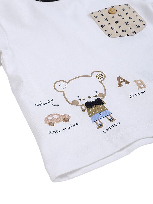 Boys White and Beige Printed T-Shirt image number 3